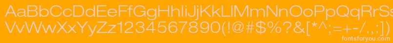 HelveticaneueltstdLtex-fontti – vaaleanpunaiset fontit oranssilla taustalla