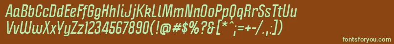 PoliticaBoldItalic-fontti – vihreät fontit ruskealla taustalla