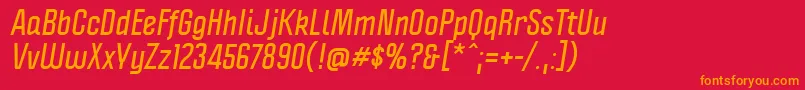 フォントPoliticaBoldItalic – 赤い背景にオレンジの文字
