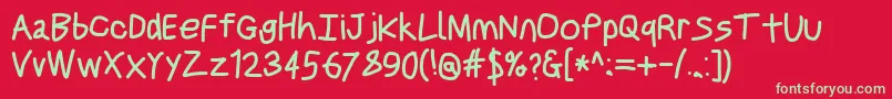 Justbreathebd Font – Green Fonts on Red Background