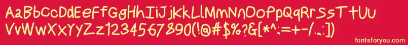 Justbreathebd Font – Yellow Fonts on Red Background