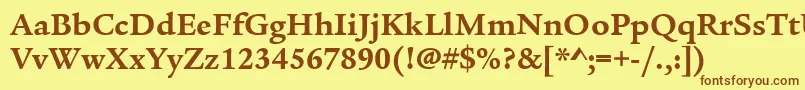 フォントLegacySerifItcBold – 茶色の文字が黄色の背景にあります。