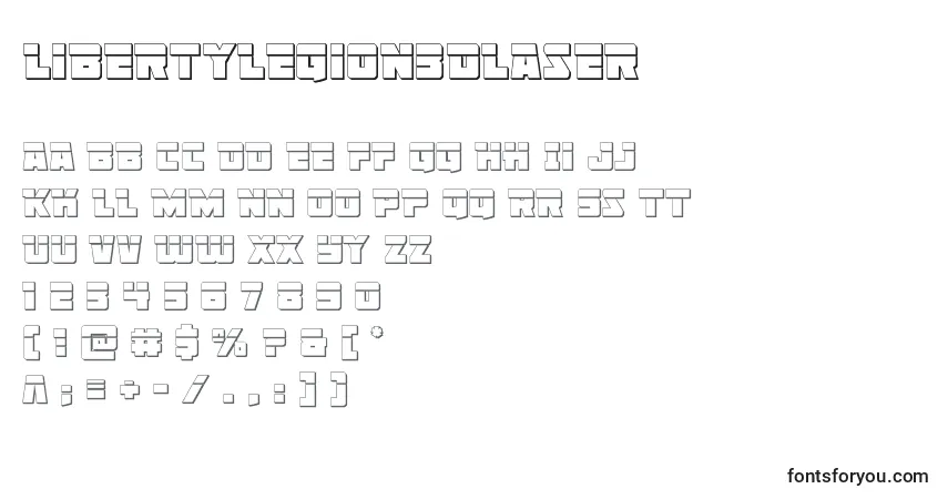 Czcionka Libertylegion3Dlaser – alfabet, cyfry, specjalne znaki