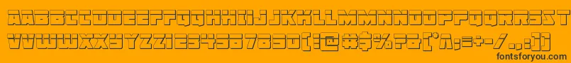 Libertylegion3Dlaser-Schriftart – Schwarze Schriften auf orangefarbenem Hintergrund