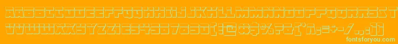 Libertylegion3Dlaser-Schriftart – Grüne Schriften auf orangefarbenem Hintergrund
