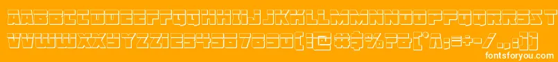 Libertylegion3Dlaser-Schriftart – Weiße Schriften auf orangefarbenem Hintergrund