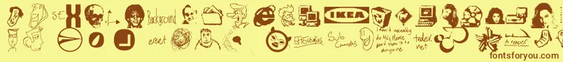 Photonフォントについての詳細 フォントPhoton – 茶色の文字が黄色の背景にあります。