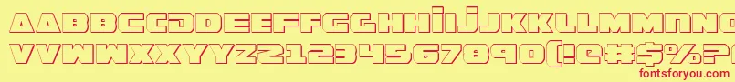 GuardianShadow-Schriftart – Rote Schriften auf gelbem Hintergrund