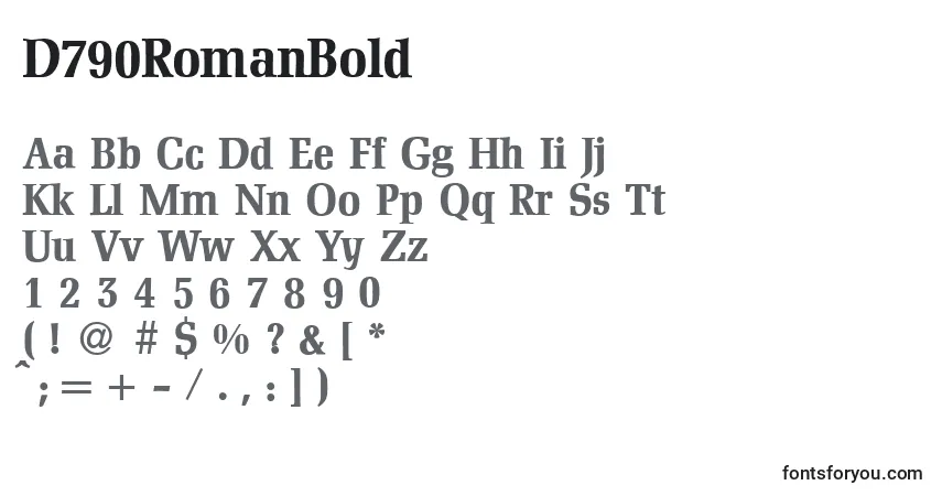A fonte D790RomanBold – alfabeto, números, caracteres especiais