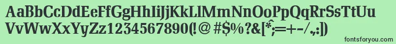 D790RomanBold-fontti – mustat fontit vihreällä taustalla