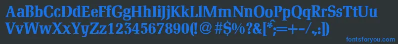 フォントD790RomanBold – 黒い背景に青い文字