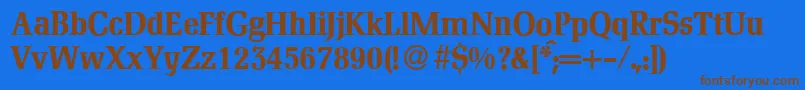 フォントD790RomanBold – 茶色の文字が青い背景にあります。
