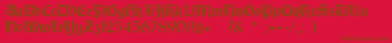Więcej informacji o czcionce Dirtythinkwitz Czcionka Dirtythinkwitz – brązowe czcionki na czerwonym tle
