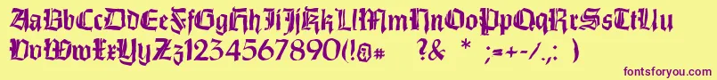 Dirtythinkwitz Font – Purple Fonts on Yellow Background