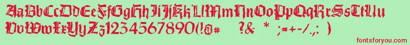 フォントDirtythinkwitz – 赤い文字の緑の背景