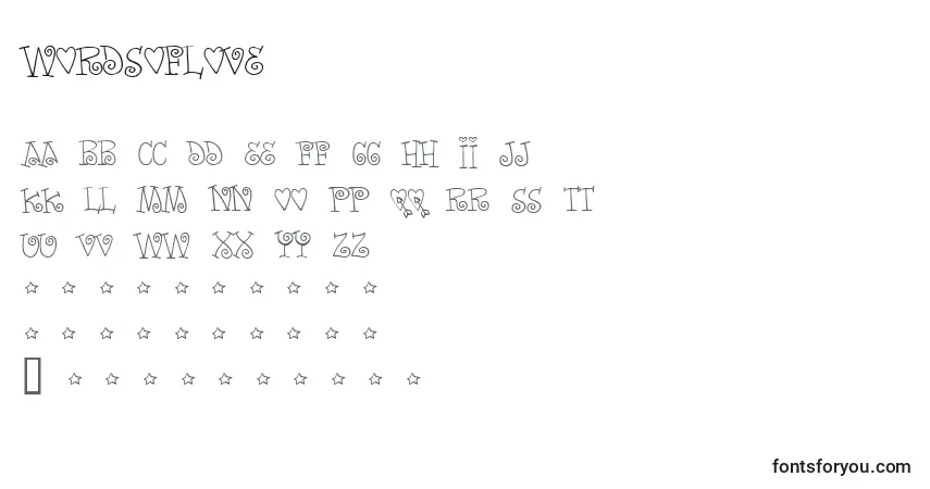 Schriftart Wordsoflove – Alphabet, Zahlen, spezielle Symbole