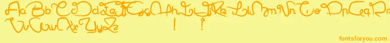 フォントHectorLeDragon – オレンジの文字が黄色の背景にあります。