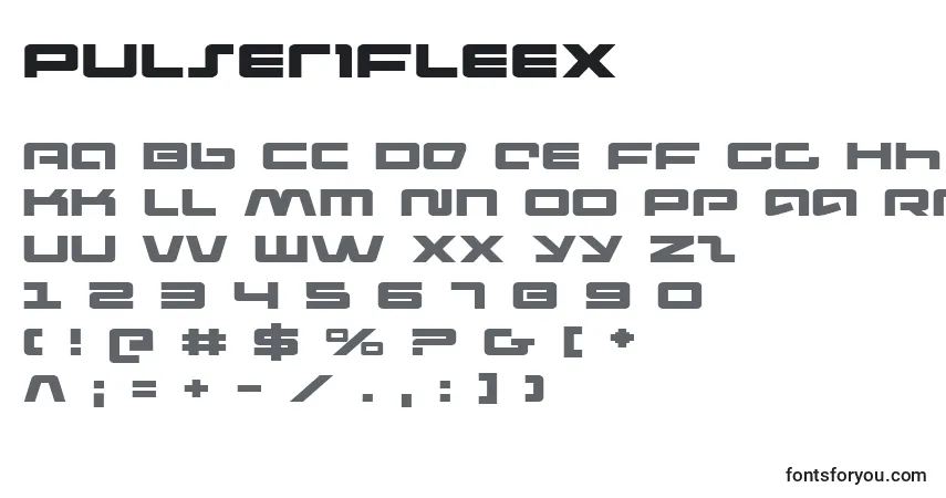 Schriftart Pulserifleex – Alphabet, Zahlen, spezielle Symbole