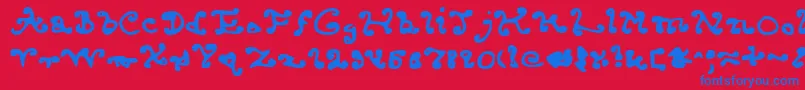 フォントEndcurled – 赤い背景に青い文字
