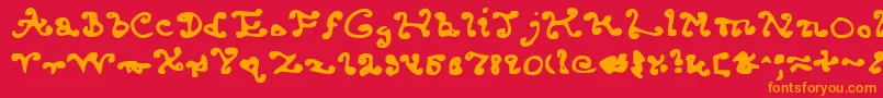 フォントEndcurled – 赤い背景にオレンジの文字