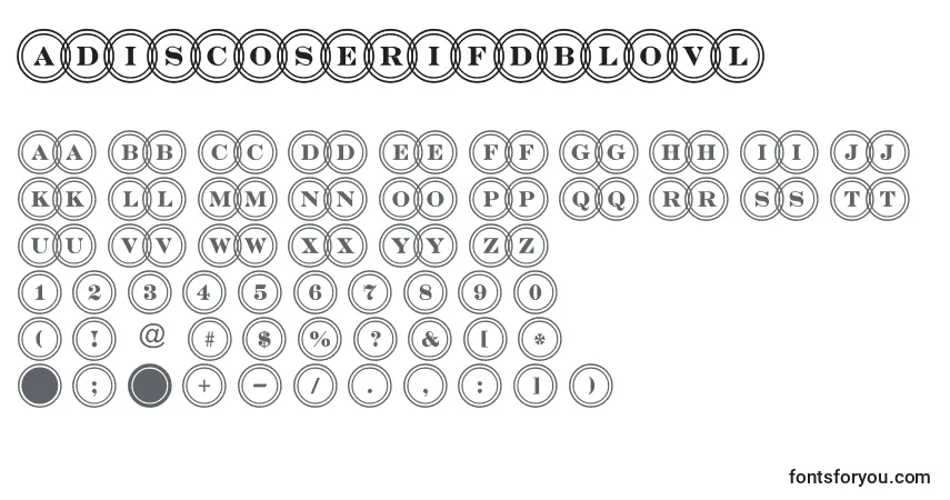 Schriftart ADiscoserifdblovl – Alphabet, Zahlen, spezielle Symbole