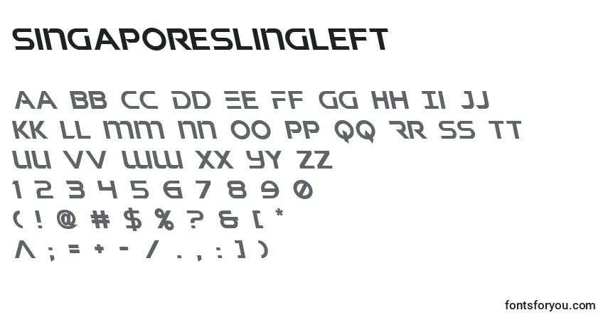 Schriftart Singaporeslingleft – Alphabet, Zahlen, spezielle Symbole