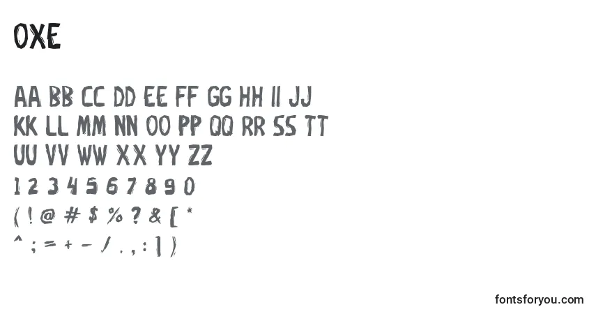 Czcionka Oxe – alfabet, cyfry, specjalne znaki