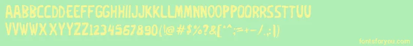 Oxeフォントについての詳細 フォントOxe – 黄色の文字が緑の背景にあります