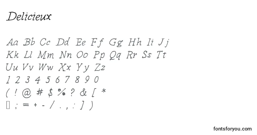 Schriftart Delicieux – Alphabet, Zahlen, spezielle Symbole