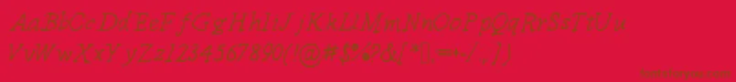 Delicieux-fontti – ruskeat fontit punaisella taustalla