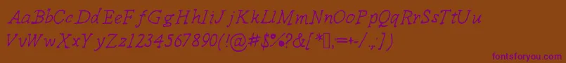 Delicieux-Schriftart – Violette Schriften auf braunem Hintergrund