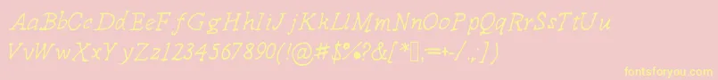 Delicieux-Schriftart – Gelbe Schriften auf rosa Hintergrund