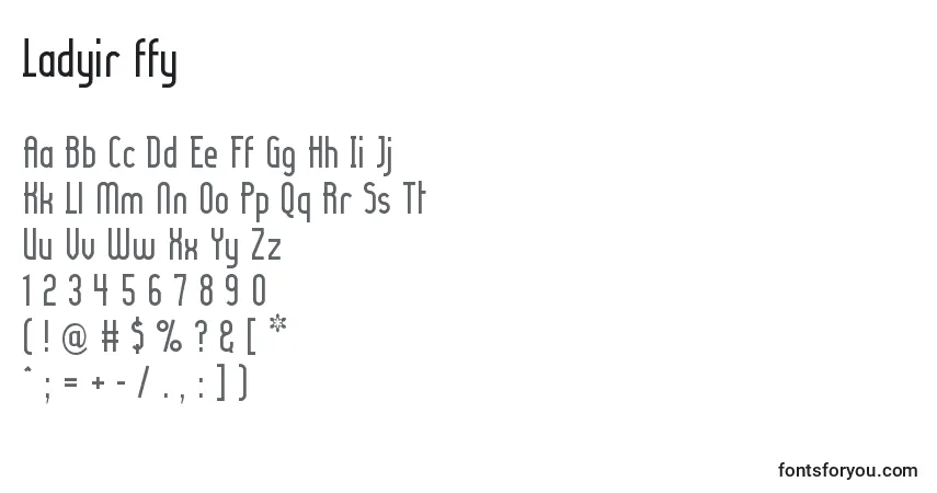 A fonte Ladyir ffy – alfabeto, números, caracteres especiais