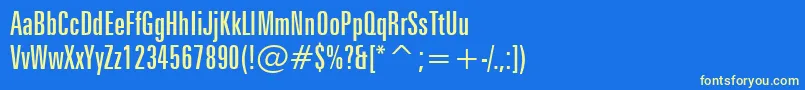 フォントZurichExtraCondensedBt – 黄色の文字、青い背景