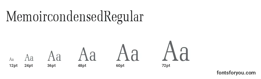 Размеры шрифта MemoircondensedRegular