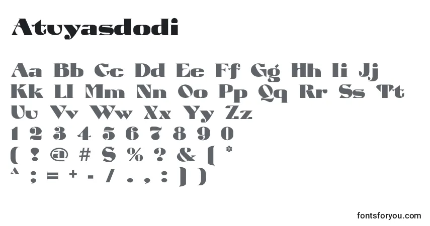 Atuyasdodi-fontti – aakkoset, numerot, erikoismerkit
