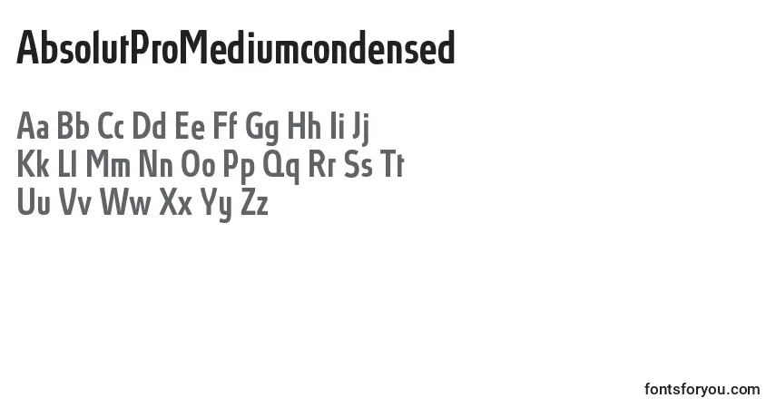 AbsolutProMediumcondensed (116318)-fontti – aakkoset, numerot, erikoismerkit