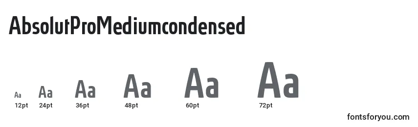 Размеры шрифта AbsolutProMediumcondensed (116318)