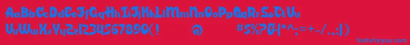 CandyStoreBv-Schriftart – Blaue Schriften auf rotem Hintergrund