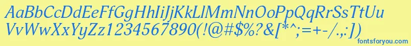 AdoniscItalic Font – Blue Fonts on Yellow Background