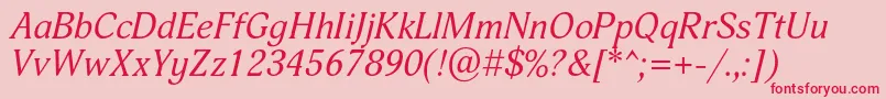 フォントAdoniscItalic – ピンクの背景に赤い文字