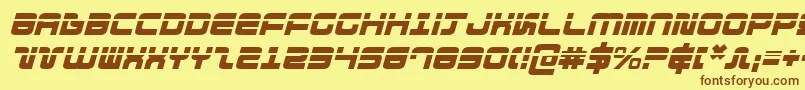フォントDirektorlaseri – 茶色の文字が黄色の背景にあります。