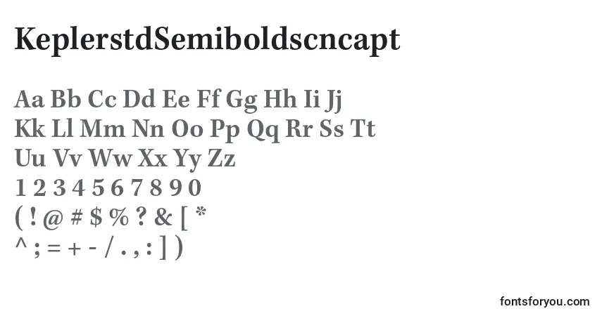 A fonte KeplerstdSemiboldscncapt – alfabeto, números, caracteres especiais