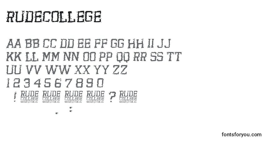 RudeCollegeフォント–アルファベット、数字、特殊文字