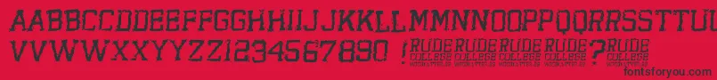 RudeCollege Font – Black Fonts on Red Background