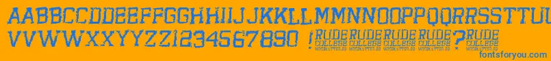 RudeCollege Font – Blue Fonts on Orange Background