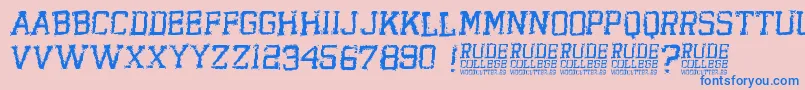 RudeCollege Font – Blue Fonts on Pink Background