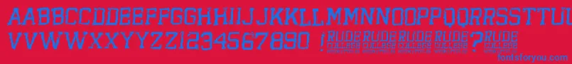 RudeCollege Font – Blue Fonts on Red Background
