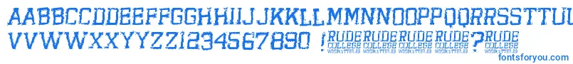 RudeCollege Font – Blue Fonts on White Background