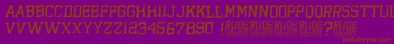 RudeCollege-Schriftart – Braune Schriften auf violettem Hintergrund